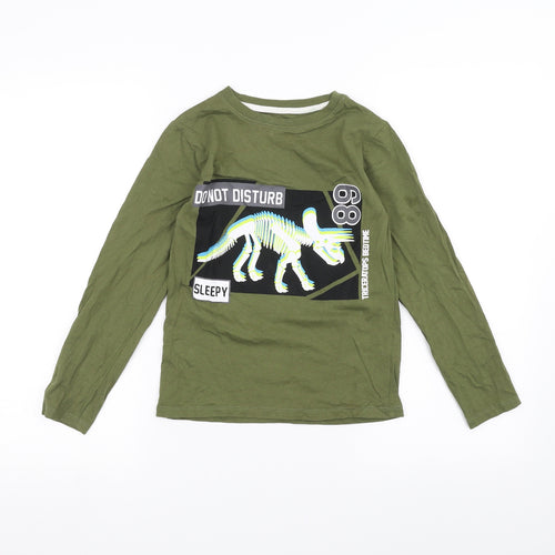 Pep&Co Boys Green   Basic T-Shirt Size 8-9 Years  - Dinosaur
