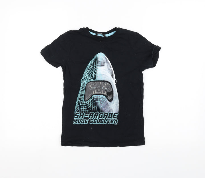 George Boys Black   Basic T-Shirt Size 7-8 Years