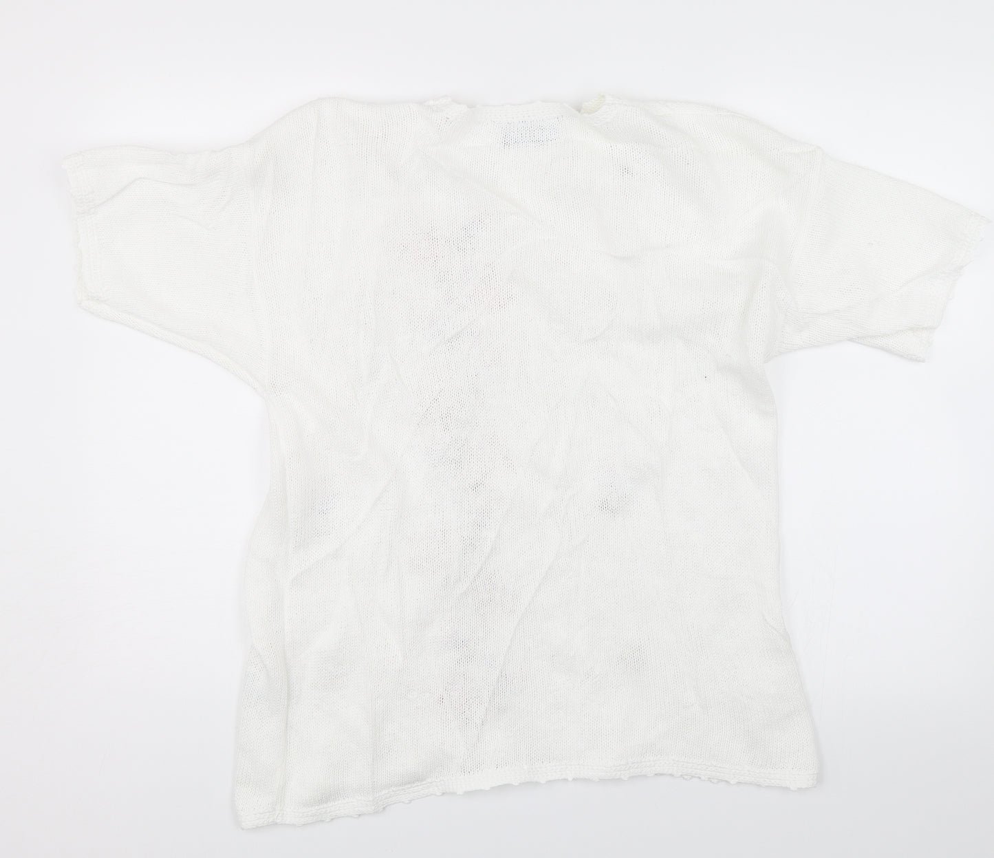 Fashion Extra Womens White Floral  Pullover Jumper Size 16