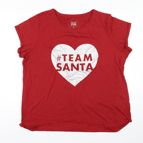 Matalan Womens Red   Basic T-Shirt Size XL  - Team Santa