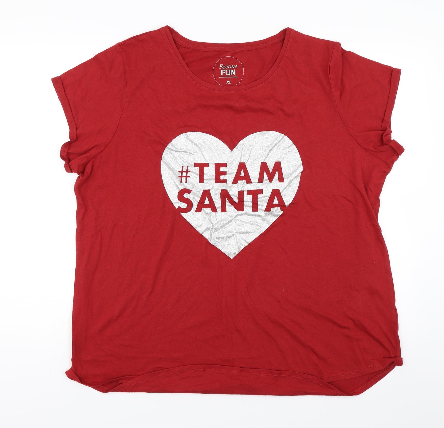 Matalan Womens Red   Basic T-Shirt Size XL  - Team Santa