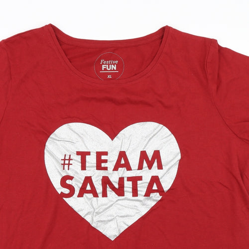 Matalan Womens Red   Basic T-Shirt Size XL  - Team Santa
