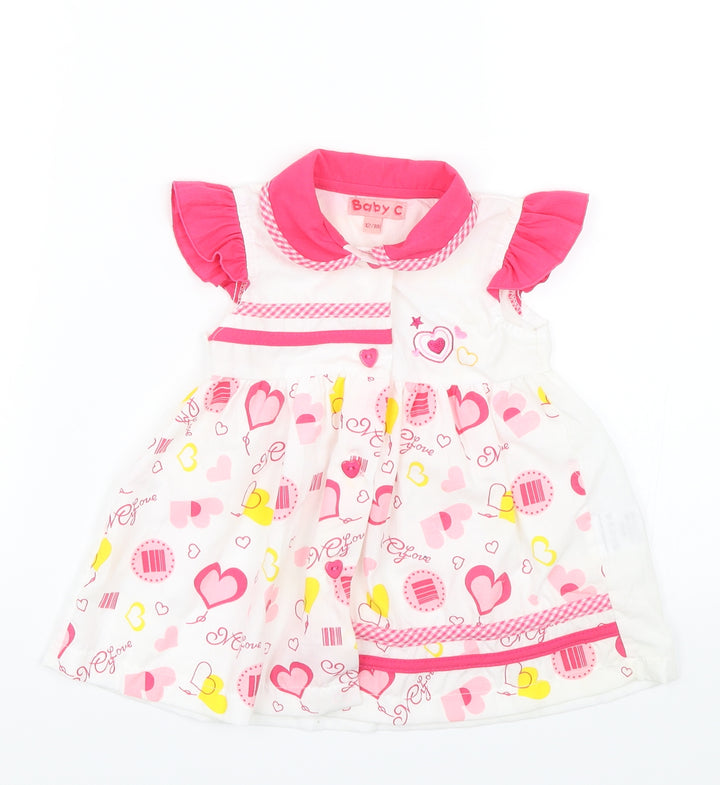 Baby C Baby Pink Shift Size 12-18 Months - Hearts