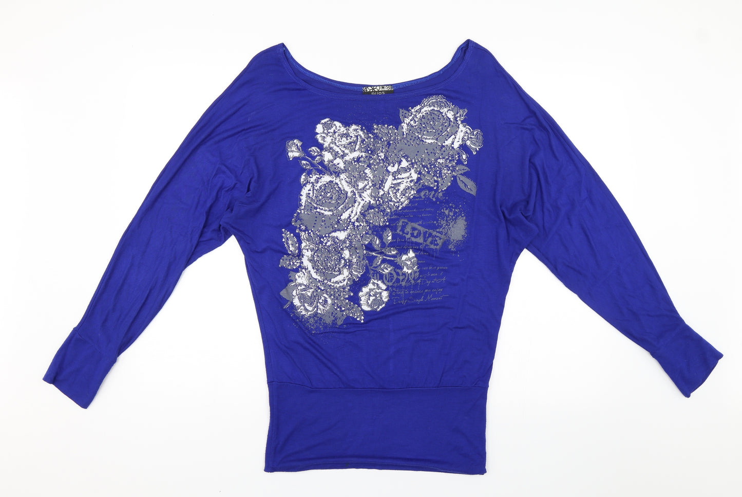 Pilot Womens Blue   Jersey T-Shirt Size 10  - Roses