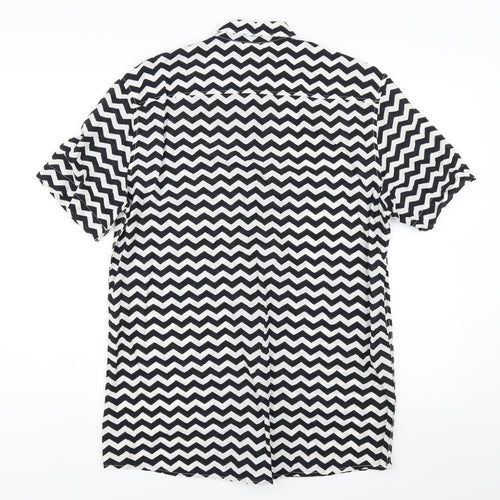 H&M Womens Black Striped  Basic Button-Up Size M