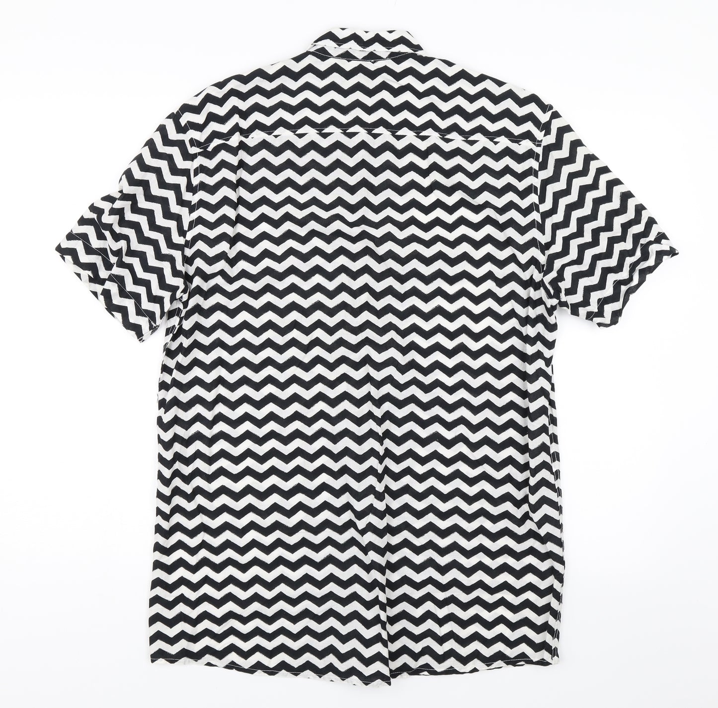 H&M Womens Black Striped  Basic Button-Up Size M