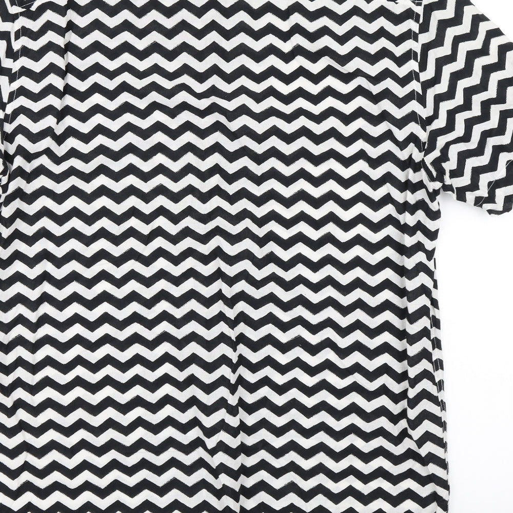 H&M Womens Black Striped  Basic Button-Up Size M