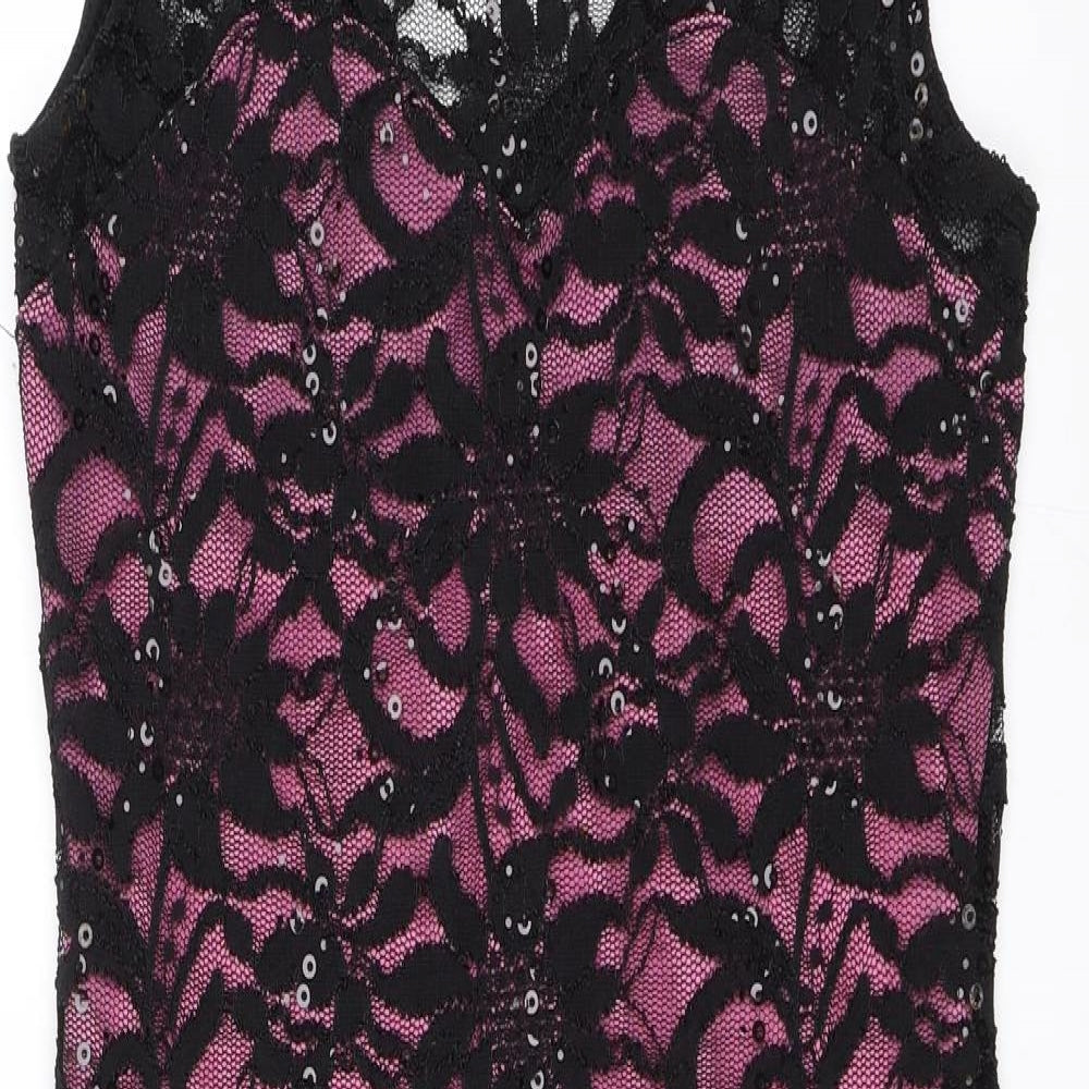 Quiz Womens Black Floral  A-Line  Size 12