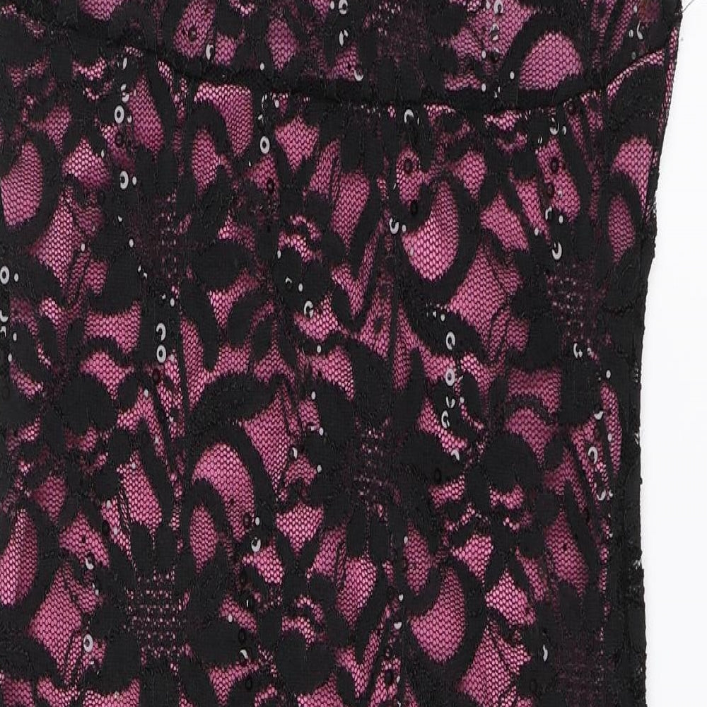 Quiz Womens Black Floral  A-Line  Size 12