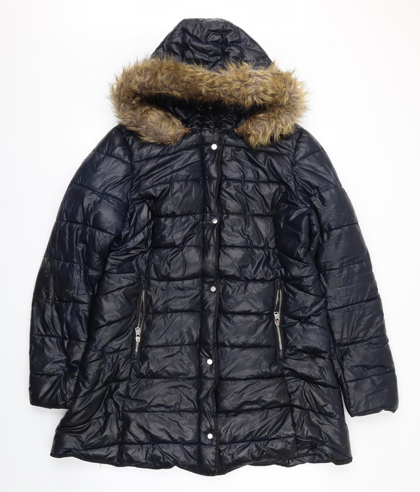 Papaya Womens Blue   Puffer Jacket Coat Size 16