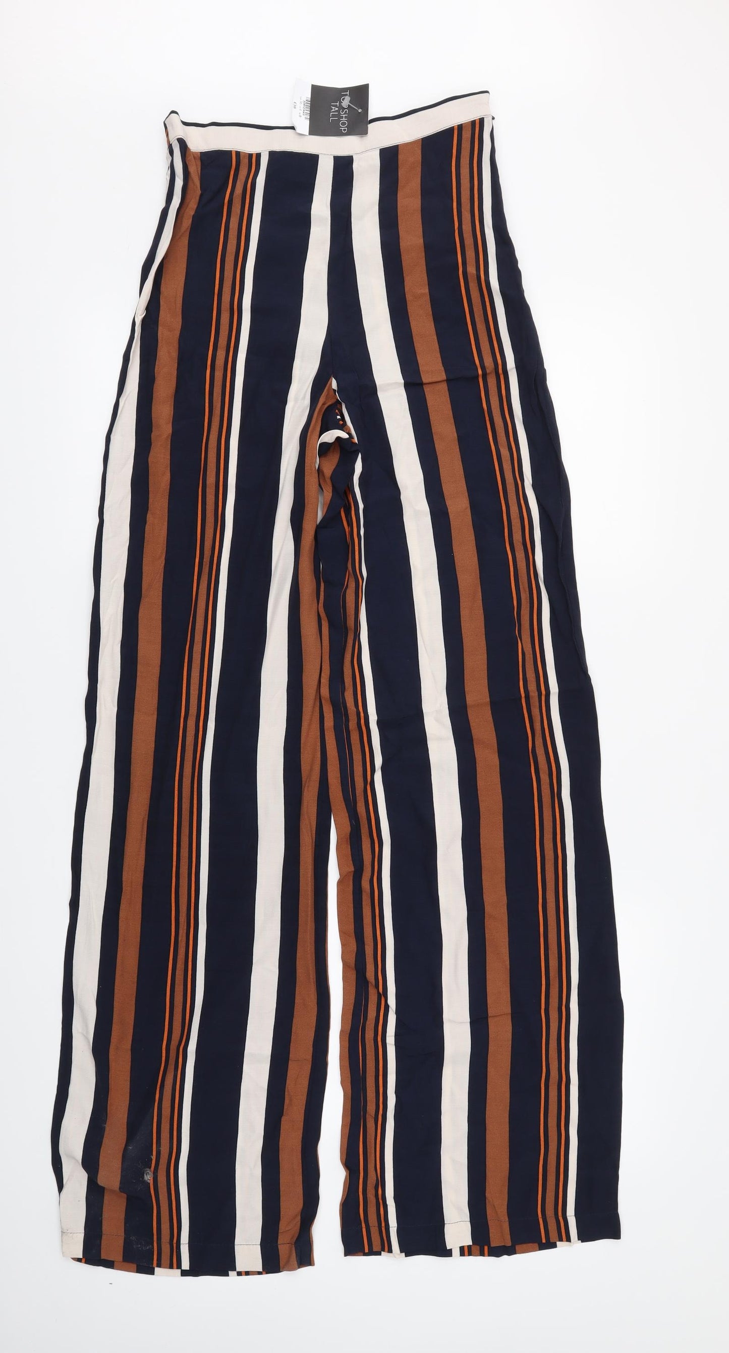 Topshop Womens Blue Striped  Trousers  Size 8 L32 in