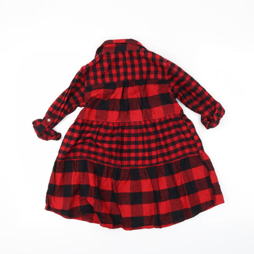 NEXT Girls Red Plaid  Shirt Dress  Size 7 Years