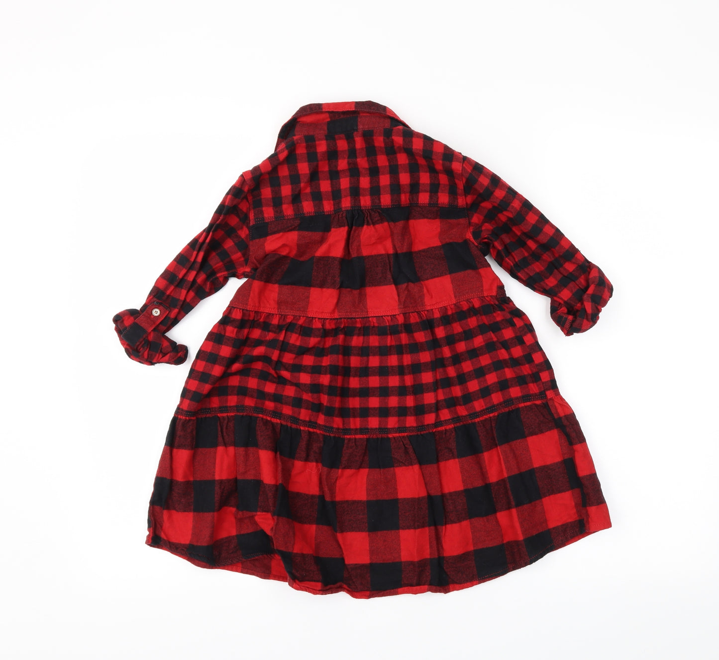 NEXT Girls Red Plaid  Shirt Dress  Size 7 Years
