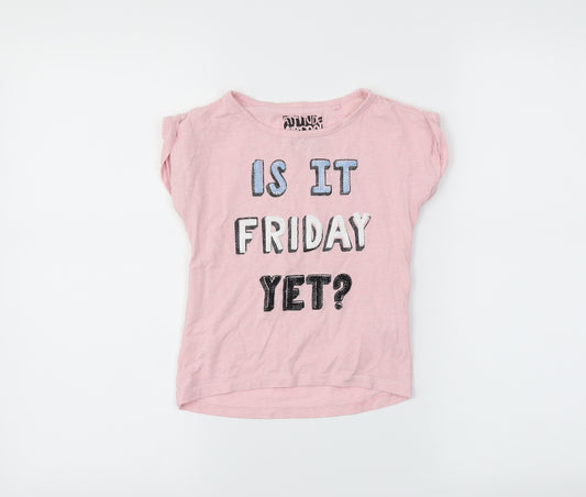 Front view of Tu girls’ pink basic t-shirt, size 5, years