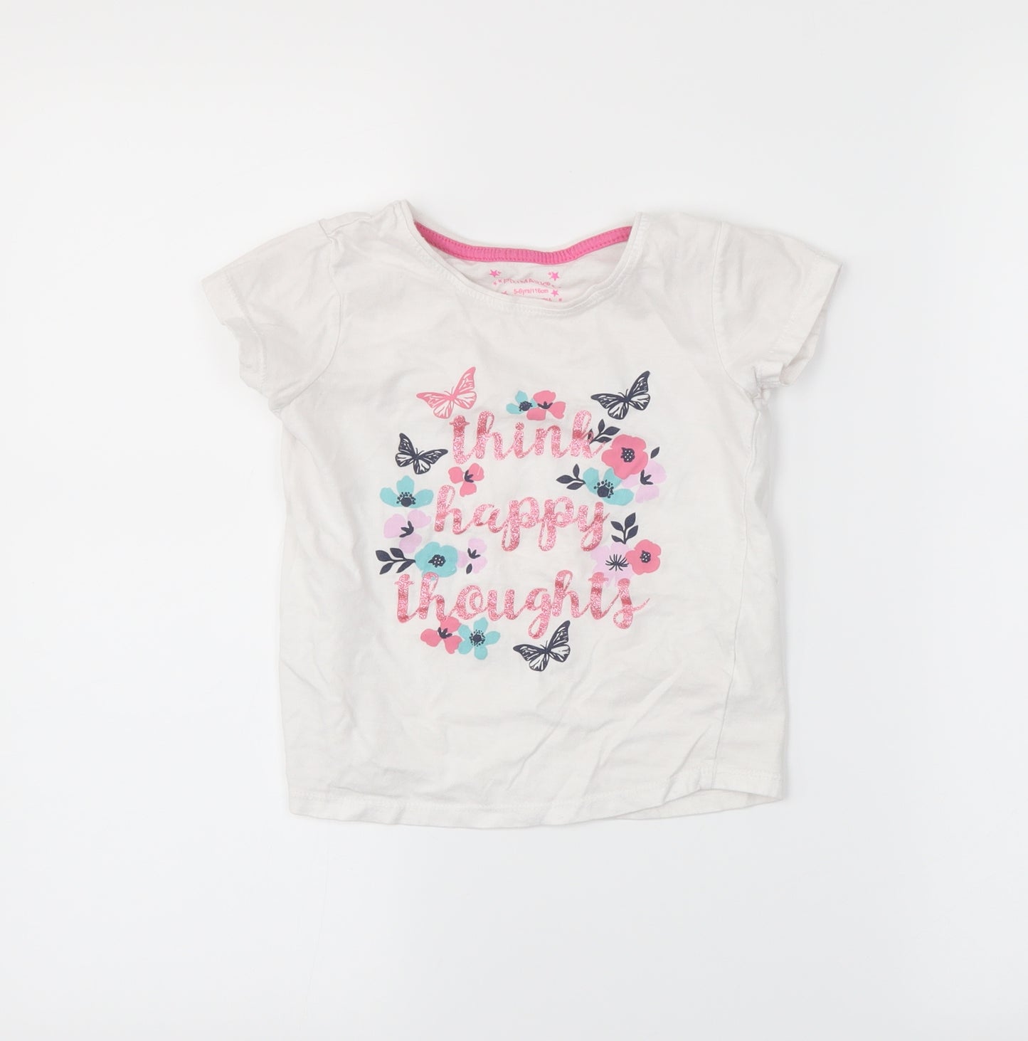 Primark Girls White   Basic T-Shirt Size 5-6 Years
