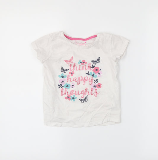 Front view of Primark girls’ white basic t-shirt, size 5-6, years