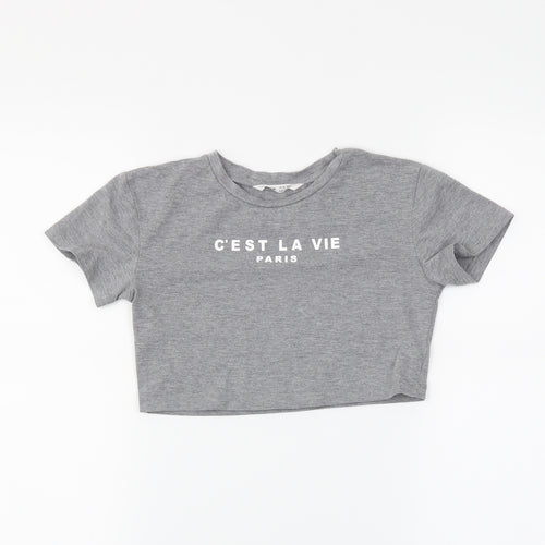 SheIn Girls Grey   Pullover T-Shirt Size 6-7 Years