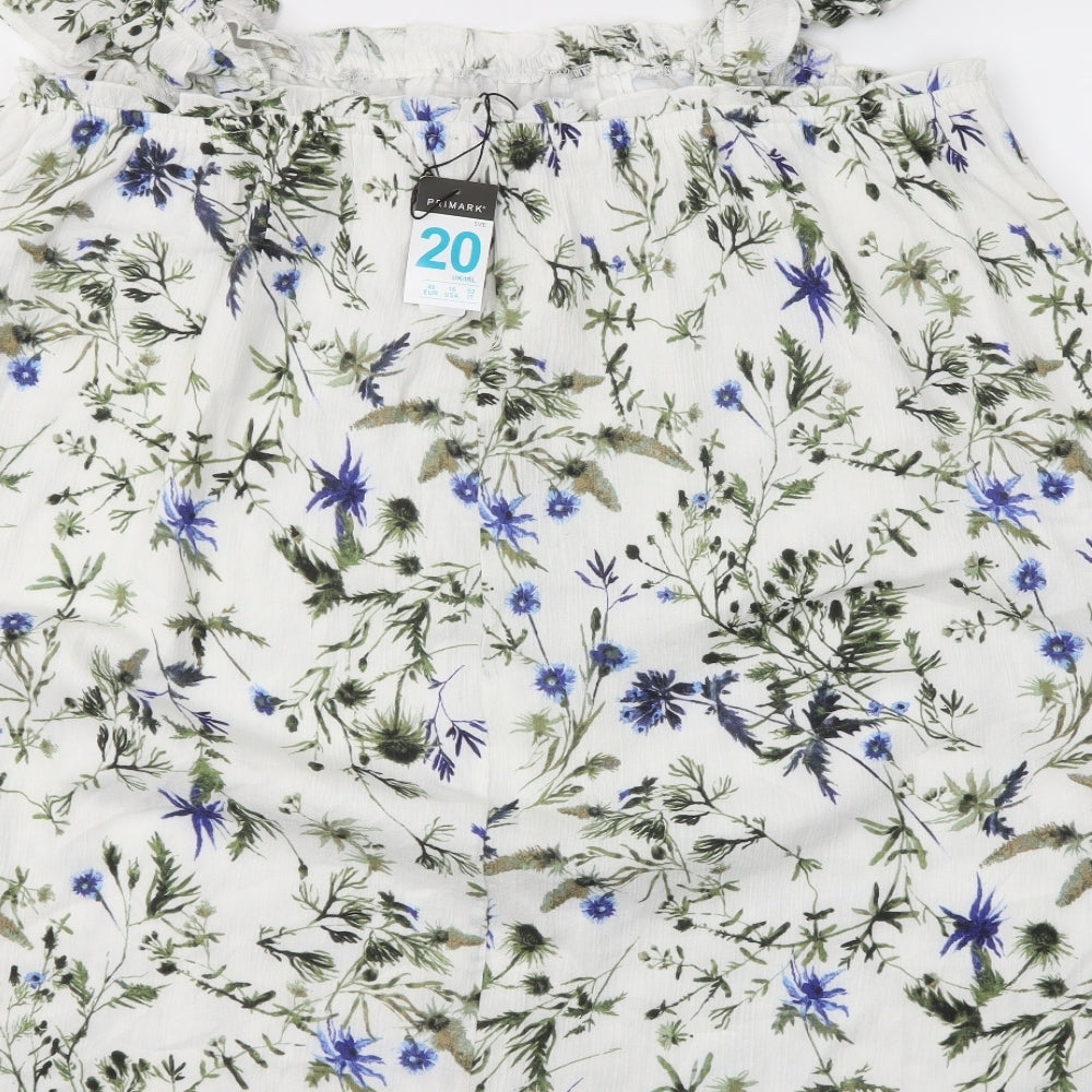 Primark Womens White Floral  Basic Blouse Size 20