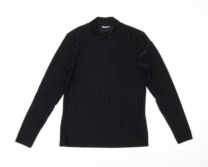 Noisy may Womens Black Striped Basic Blouse Size L