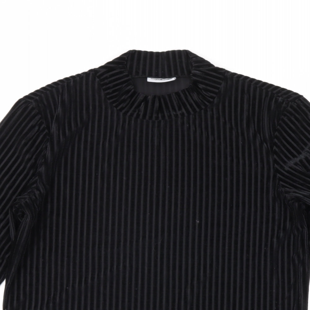 Noisy may Womens Black Striped  Basic Blouse Size L