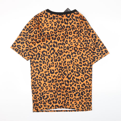 PRETTYLITTLETHING Womens Orange Animal Print  Basic T-Shirt Size M