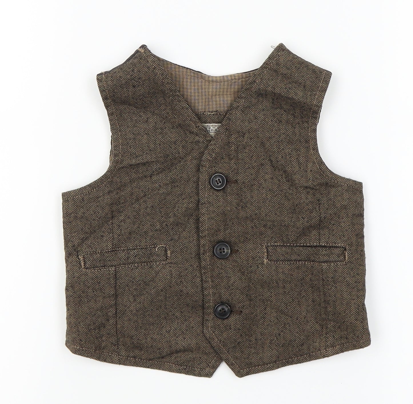 zara kids Boys Brown Herringbone   Button-Up Size 3-4 Years