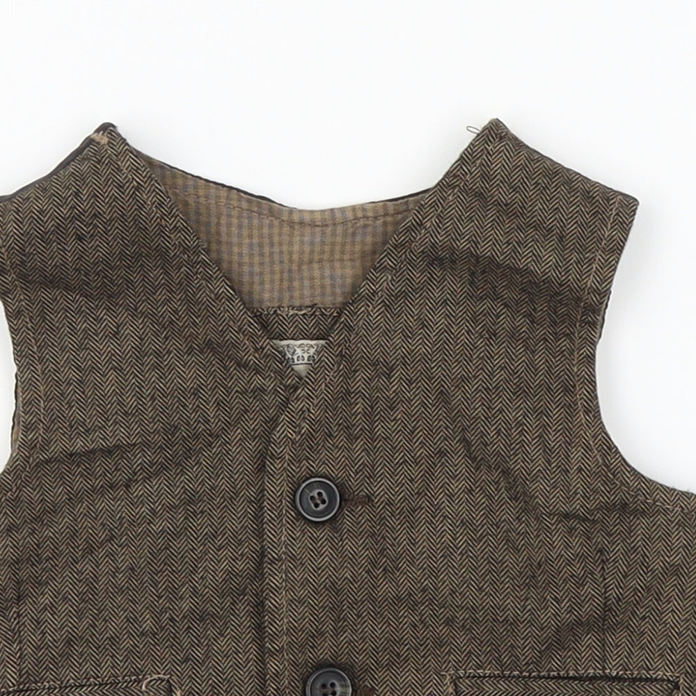 zara kids Boys Brown Herringbone   Button-Up Size 3-4 Years
