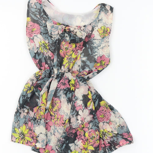 Preworn Girls Pink Floral  A-Line  Size 2-3 Years