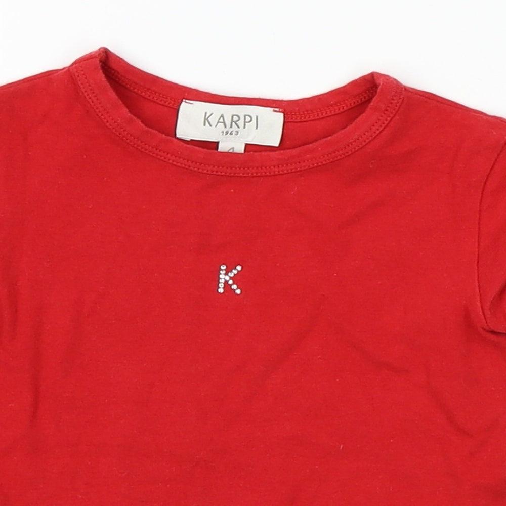 Karpi Girls Red   Basic T-Shirt Size 4 Years