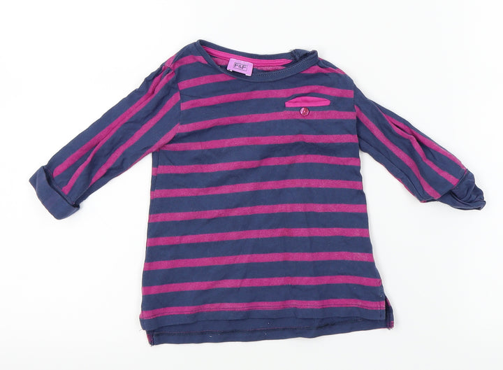 F&F Girls Purple Striped A-Line Size 12-18 Months