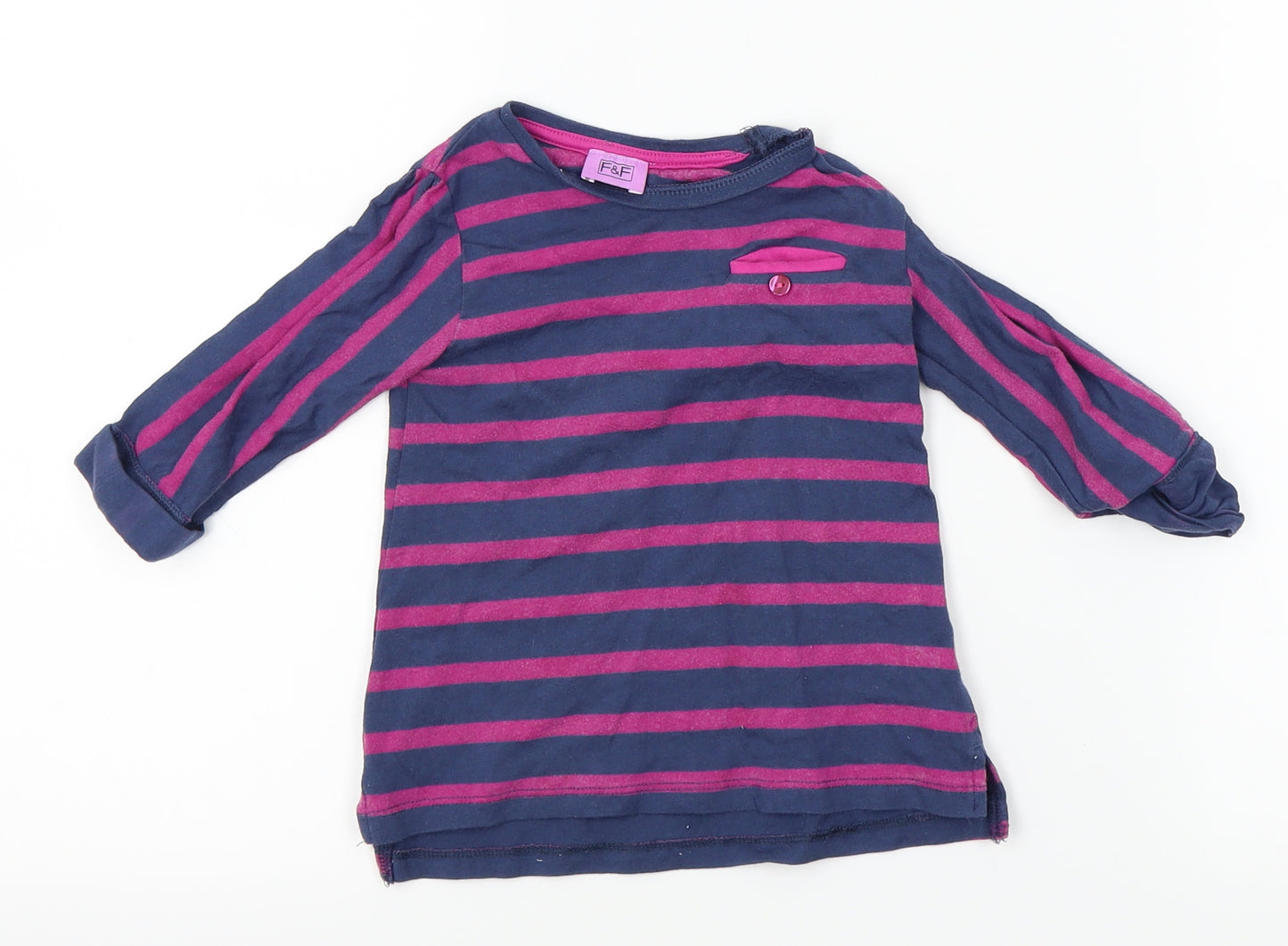 F&F Girls Purple Striped  A-Line  Size 12-18 Months