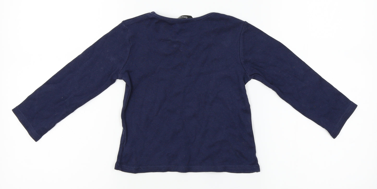 George Girls Black   Basic T-Shirt Size 2-3 Years