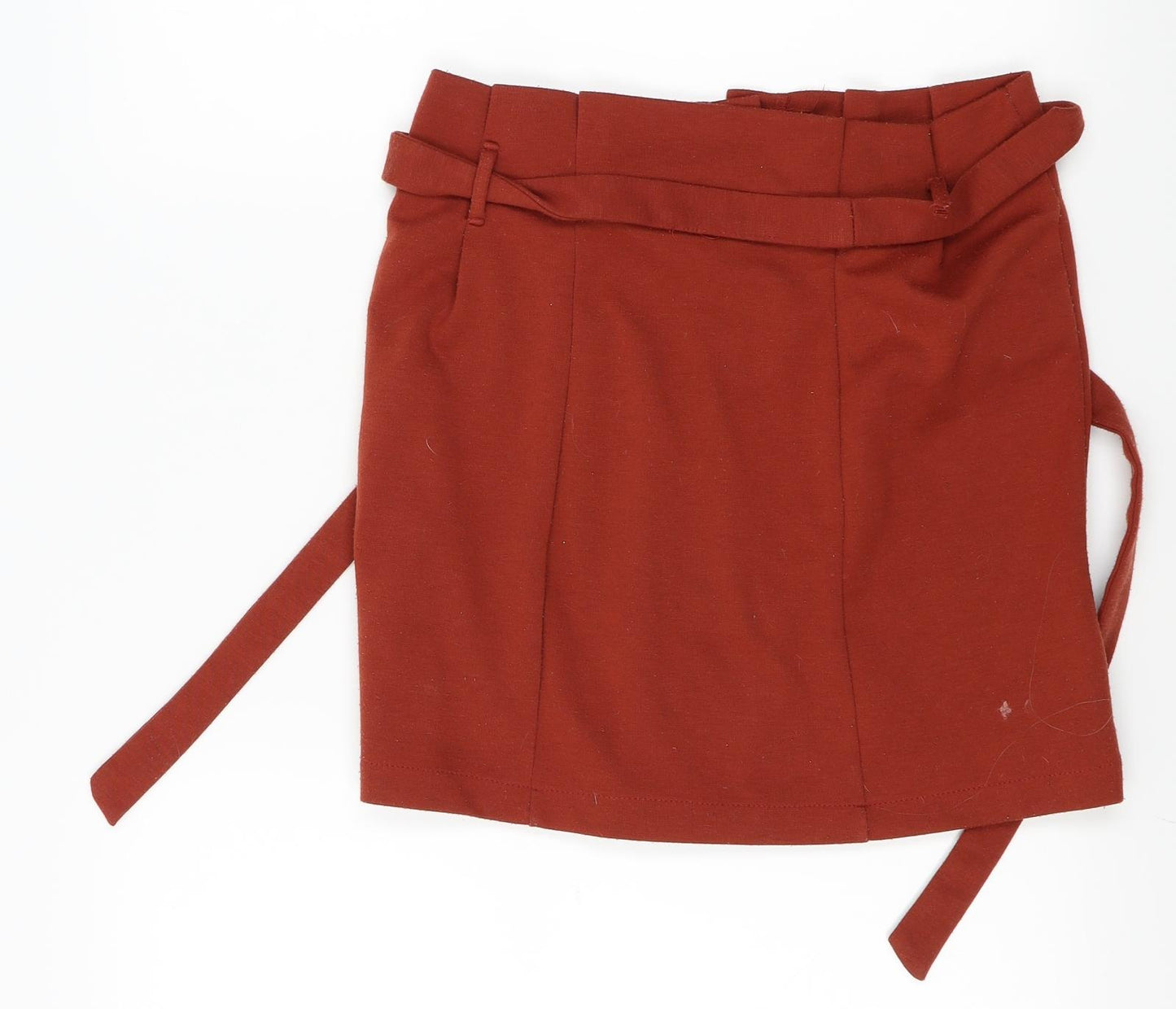 Primark Womens Orange   Pleated Skirt Size 10  - adjustable waist