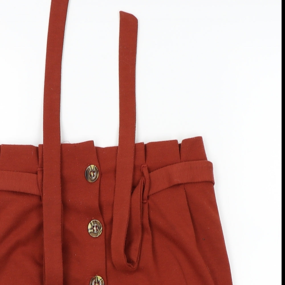 Primark Womens Orange   Pleated Skirt Size 10  - adjustable waist