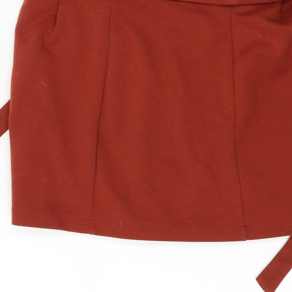 Primark Womens Orange   Pleated Skirt Size 10  - adjustable waist