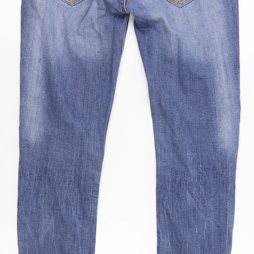 Zara Womens Blue  Denim Straight Jeans Size 12 L28 in - zips on legs