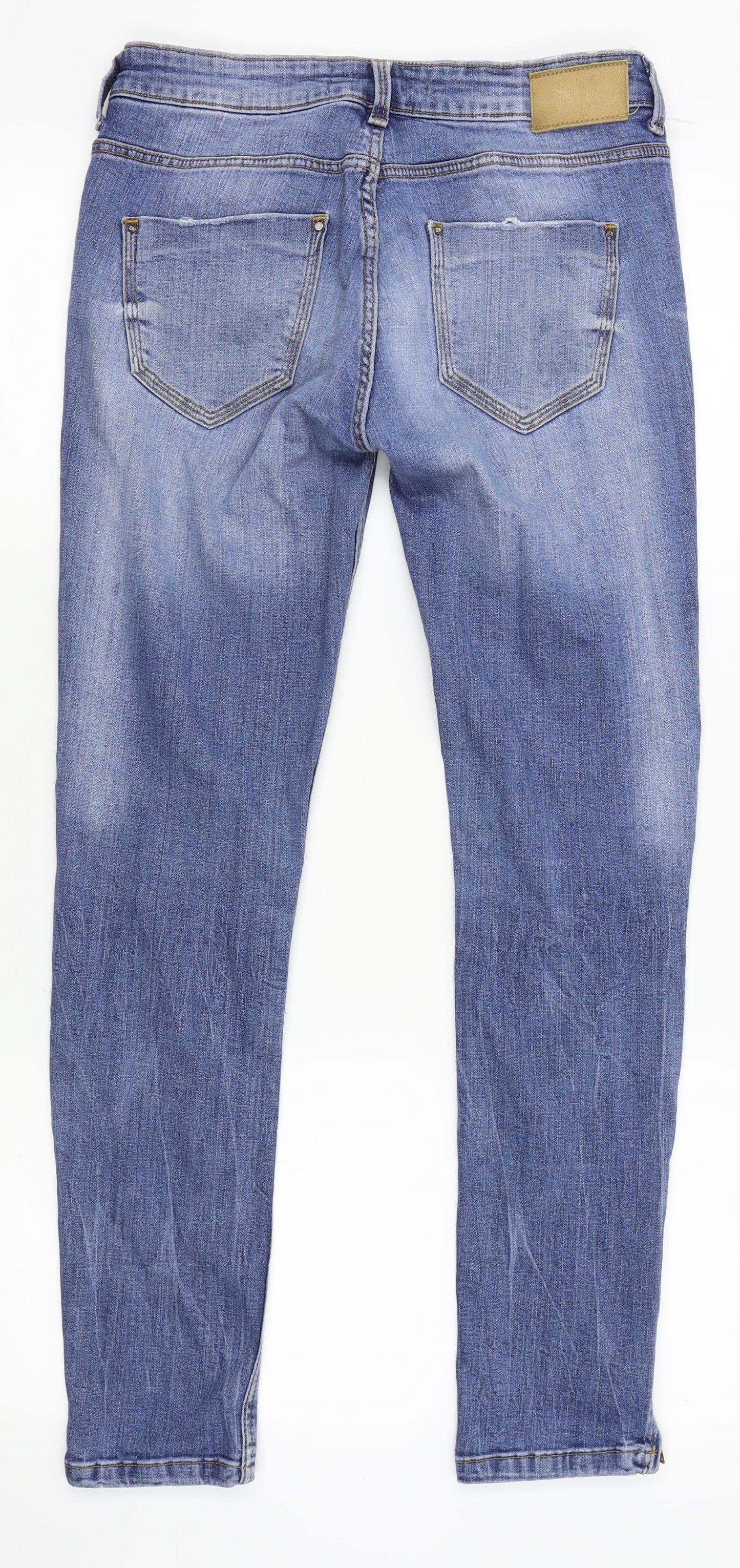 Zara Womens Blue  Denim Straight Jeans Size 12 L28 in - zips on legs