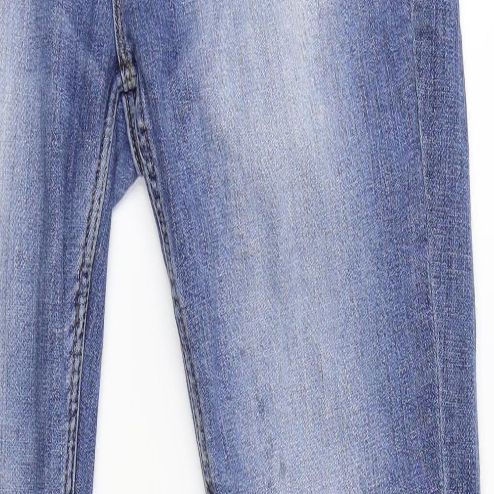 Zara Womens Blue  Denim Straight Jeans Size 12 L28 in - zips on legs