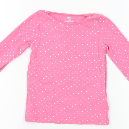 H&M Girls Pink Polka Dot  Top Pyjama Top Size 2-3 Years