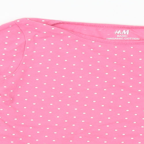 H&M Girls Pink Polka Dot  Top Pyjama Top Size 2-3 Years