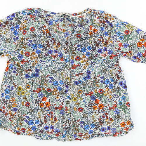NEXT Girls Green Floral  Basic Blouse Size 2-3 Years