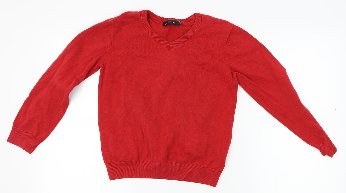 Debenhams Boys Red  Knit Pullover Jumper Size 9-10 Years