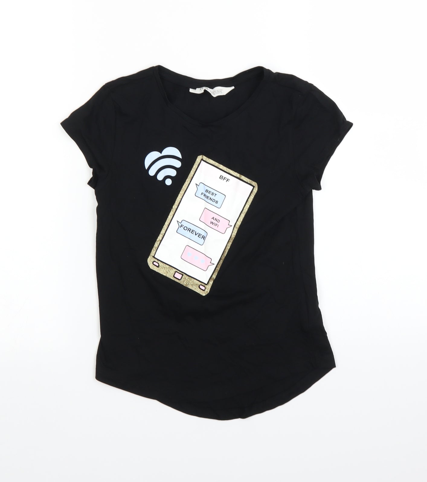 H&M Girls Black   Basic T-Shirt Size 8-9 Years  - phone