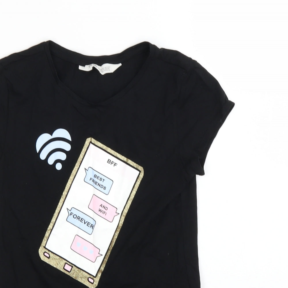 H&M Girls Black   Basic T-Shirt Size 8-9 Years  - phone
