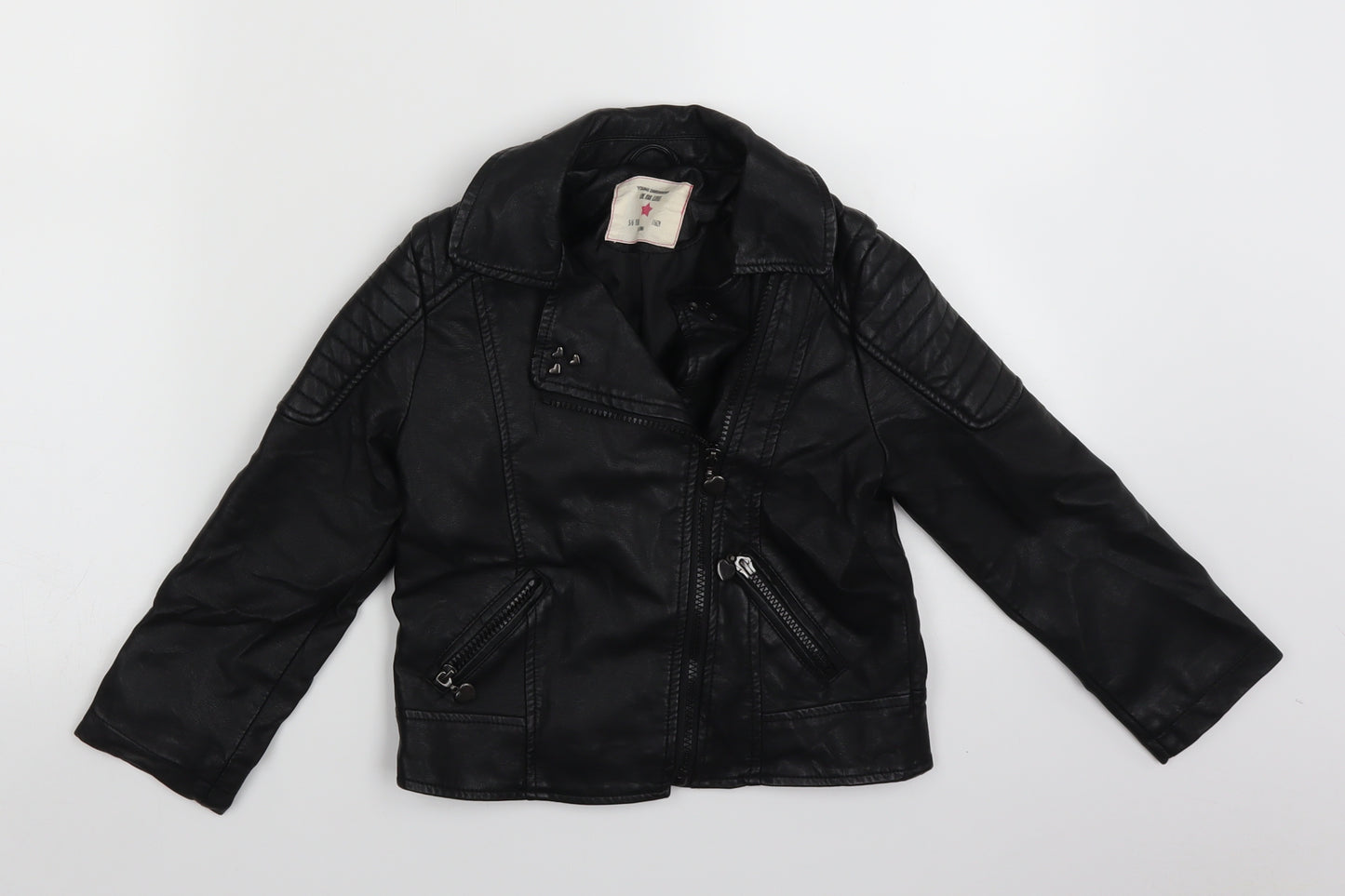 Young Dimension Girls Black   Biker Jacket Size 5-6 Years