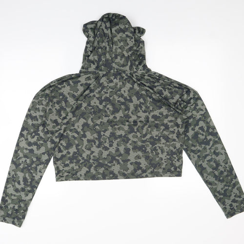 Atmosphere Womens Green Camouflage  Pullover Hoodie Size 12  - Cropped