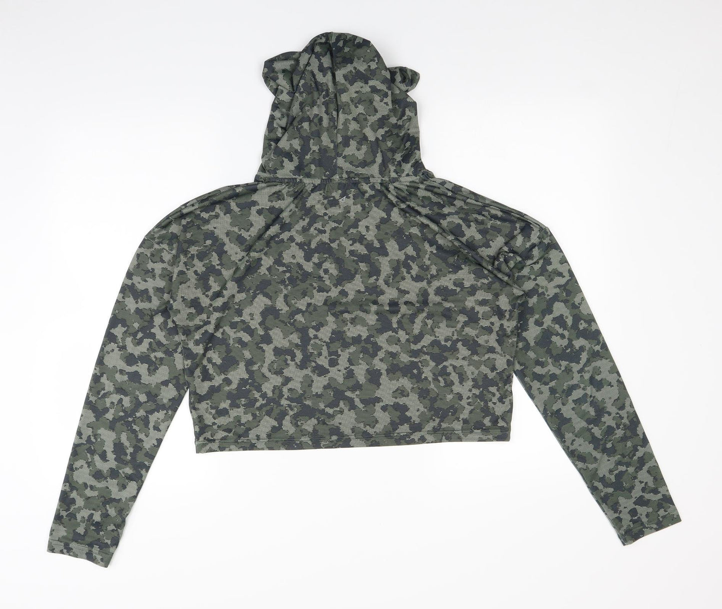 Atmosphere Womens Green Camouflage  Pullover Hoodie Size 12  - Cropped