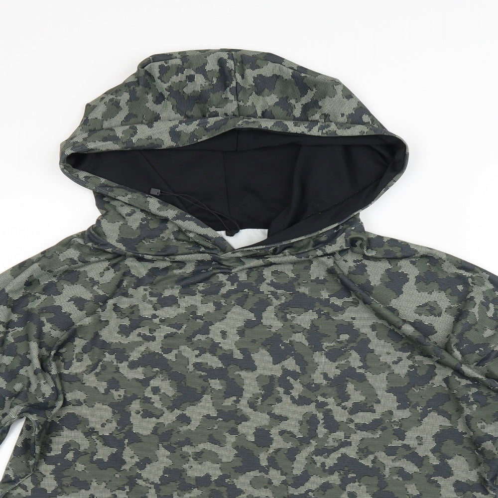 Atmosphere Womens Green Camouflage  Pullover Hoodie Size 12  - Cropped