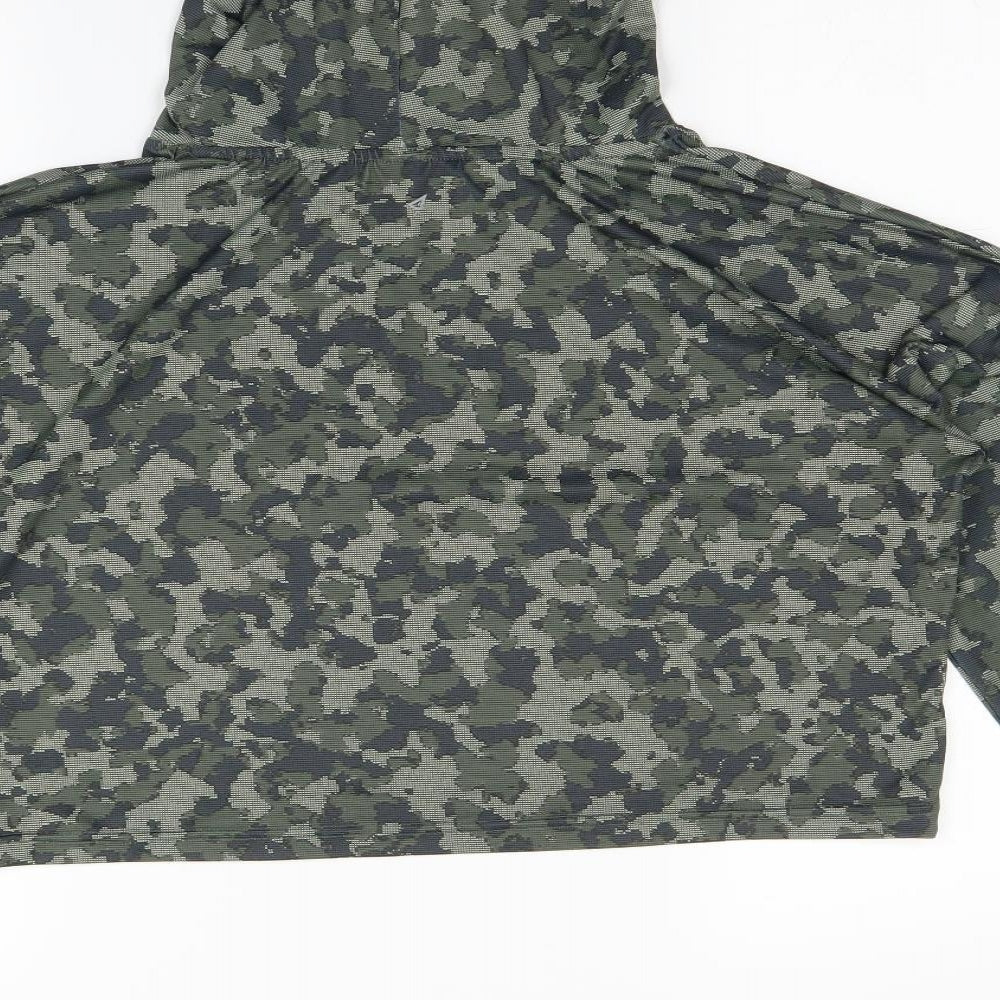 Atmosphere Womens Green Camouflage  Pullover Hoodie Size 12  - Cropped