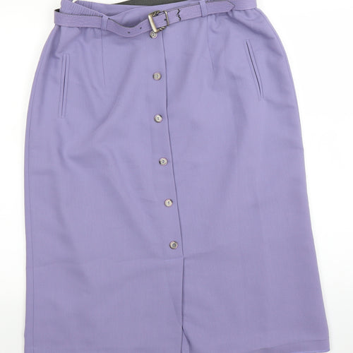 Bonmarché Womens Purple   Straight & Pencil Skirt Size 32 in  - Belted